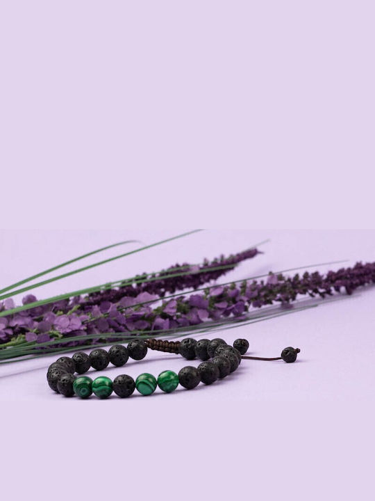 Brățară Aromaterapie Reglabilă Enid Snur Din Pietre Vulcanice Din Lavă Verde Malachit