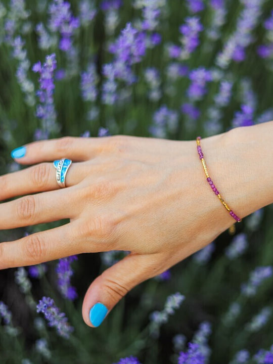 Brățară Delicată Boho Din Turmalină Roz Pietre Semiprețioase Placă De Aur 18k