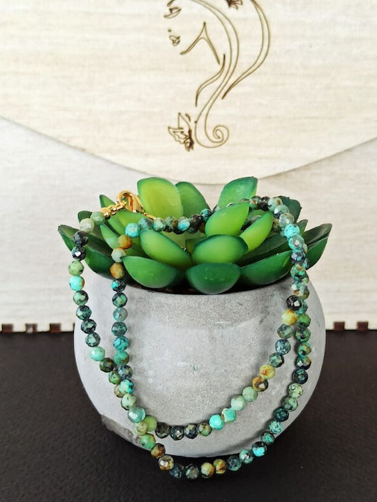 Colier Choker Mini cu Pietre Semiprețioase Turcoaz African