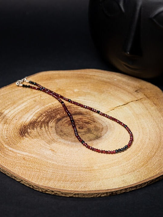 Colier Choker Ania Din Spinel Negru Granat Pietre Semiprețioase Închizătoare Argint 925