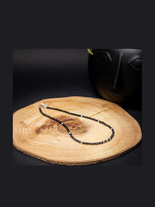 Blake Choker Necklace Made Black Spinel Semi-precious Stones Accessories 925 Silver Clasp System