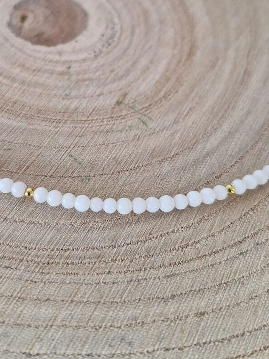 Cocker Kalista Necklace White Coral Beads 925 Silver Gold Plated