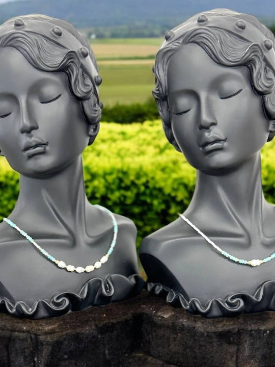 Colier Choker Elegant Isra Din Argint Placat Cu Aur Cu Amazonit Cristale Perle Miyuki