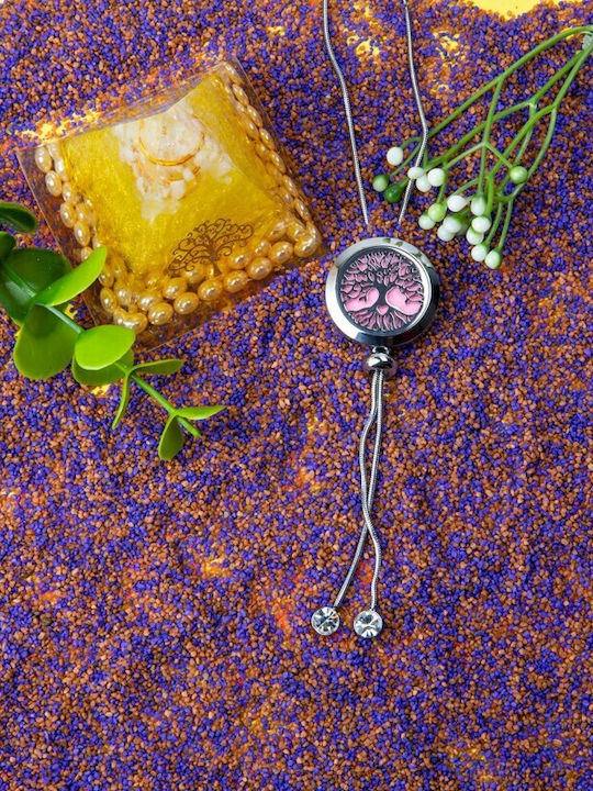 Aromatherapy Pendant Tree Life Heart Stainless Steel Snake Chain 52.5 Cm