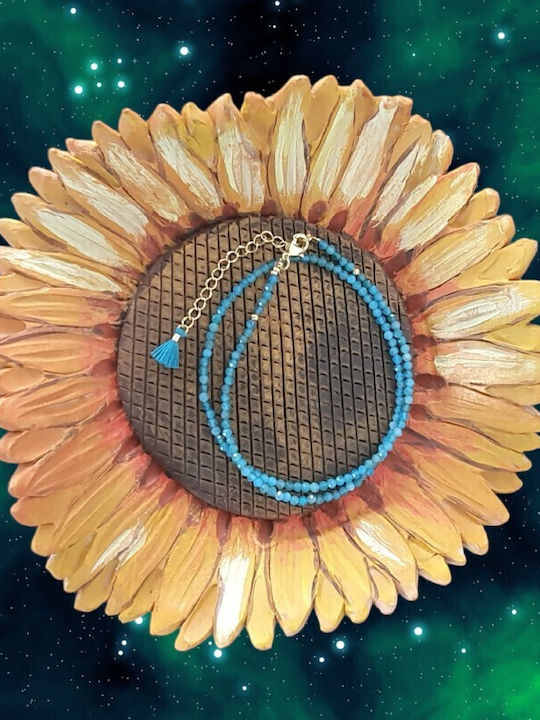 Colier Choker Din Alamă Cu Pietre Semiprețioase Apatit Natural