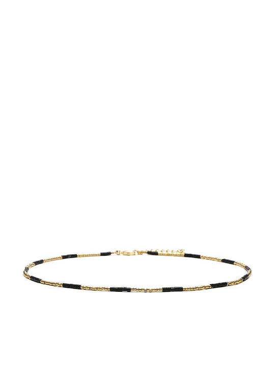 Colier Placat Cu Aur 18k Cu Pietre Semiprețioase Choker Pietre Naturale Agat Negru Sunstone Miyuki Seed Elegant Vania