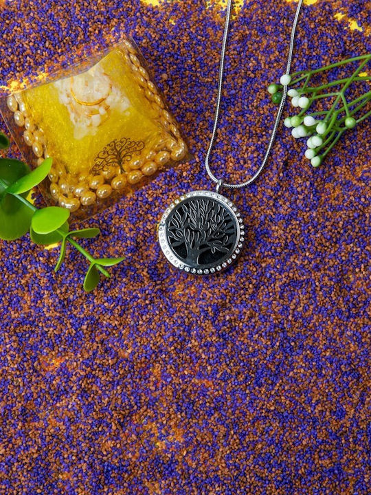 Essential Oil Diffuser Pendant Aromatherapy Tree Life Snake Chain Stainless Steel 2.5 Cm