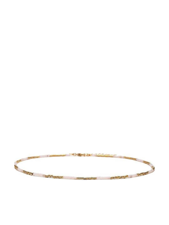 Colier Cu Piatră Semiprețioasă Roz Cuarț Elegant Piatră Naturală Choker Vania Sunstone Miyuki Seed Placat Cu Aur 18k