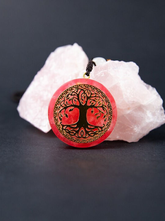 Orgonic Pendant “agni” In Rose Crystal Tree Life Symbol 3.6cm