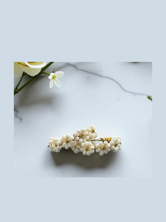 Let Feminine Energy Flow White Round Boho Earrings Made Miyuki Beads