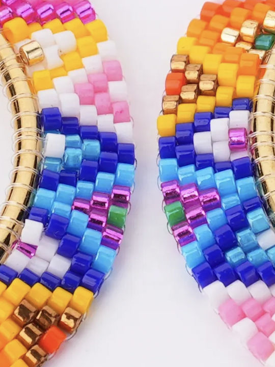 Boho Large Hoop Earrings Made Miyuki Beads 4 Cm Rainbow
