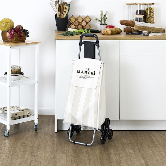 Fabric Shopping Trolley Foldable Beige