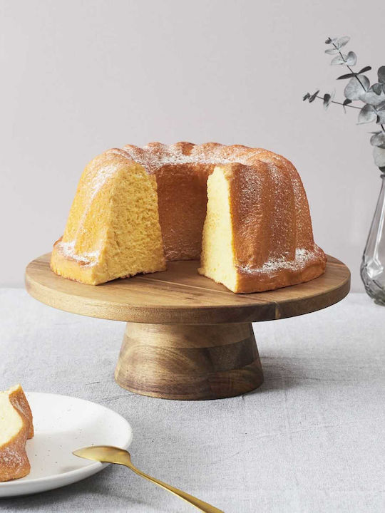 HowHomely Wooden Cake Stand With Stand Beige