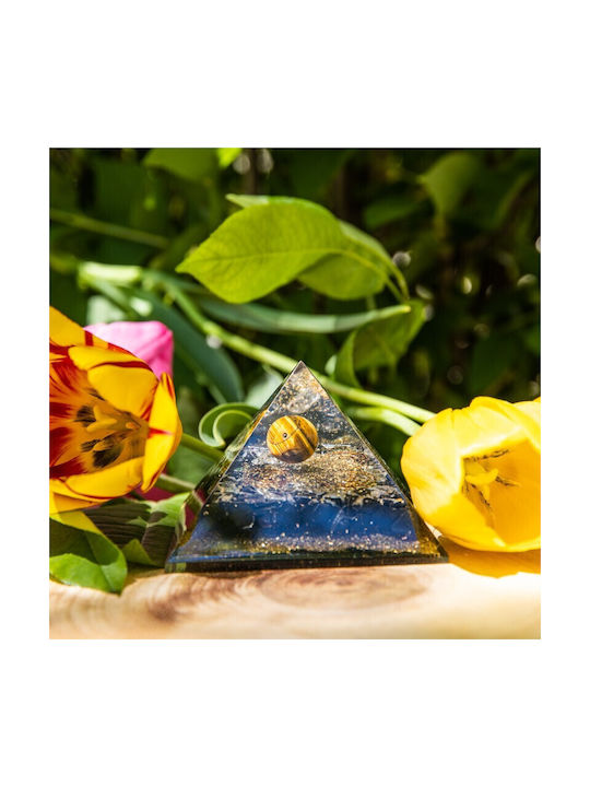Orgone Pyramide Tiger Obsidian Kristall Weißer Quarz Kupferpulver Kupferspiralen