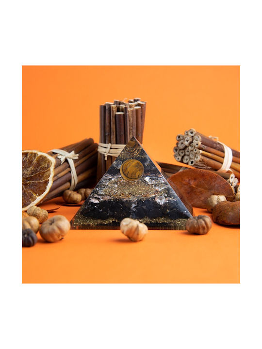 Orgone Pyramide Tiger Obsidian Kristall Weißer Quarz Kupferpulver Kupferspiralen