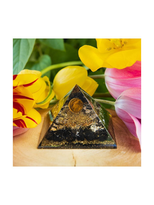Orgone Pyramide Tiger Obsidian Kristall Weißer Quarz Kupferpulver Kupferspiralen