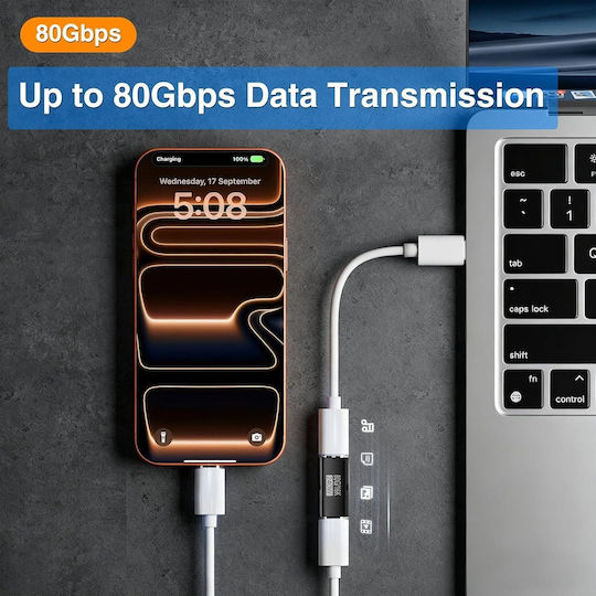 Nsp Конвертор Type C женски към Type C женски 80Gbps 240W 48V 5A Алуминий Черен