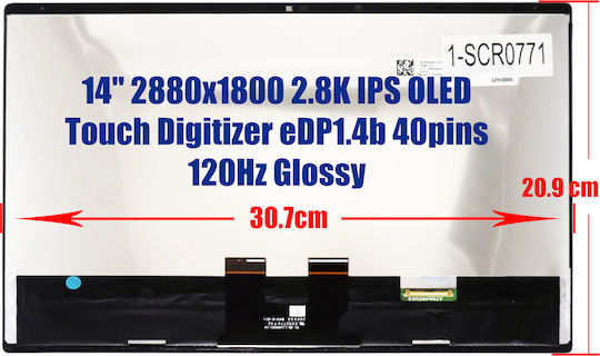 14" Touch / IPS 2880x1800 Glossy 40 Pin Laptop Screen for Hp Spectre X360 14-eu 1-SCR0771