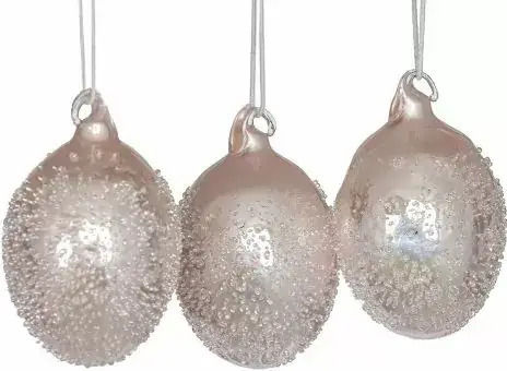 Комплект Декоративни Стъклени Яйца Jup Belles Décorations 8080770 9236-3 Перлена Текстура Розови 9 См 3 Бройки