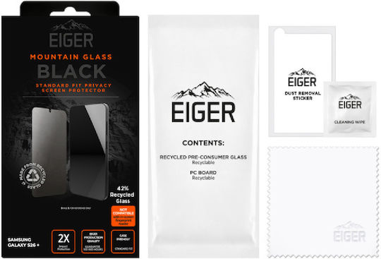 Eiger Screen Protector Galaxy S26 Plus Anti-spy Tempered Glass 2.5d Transparent Black