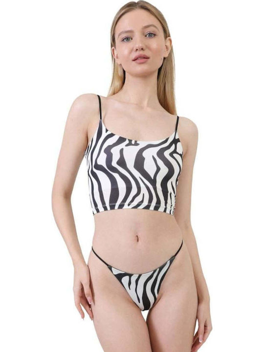 Women's Summer Crop Top with Spaghetti Straps Striped