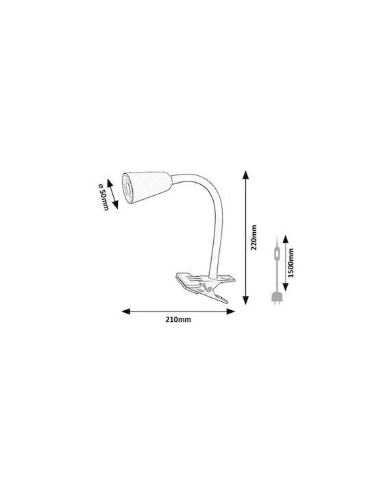 Rabalux Office Lamp with Flexible Arm for GU10 Socket and Clip in Black Color