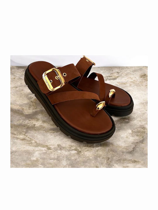 Leather Women's Flat Sandals Flatforms White