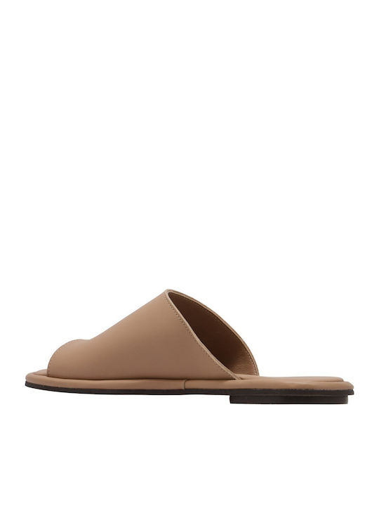 Leder Flache Sandalen Für Damen Beige Antirou
