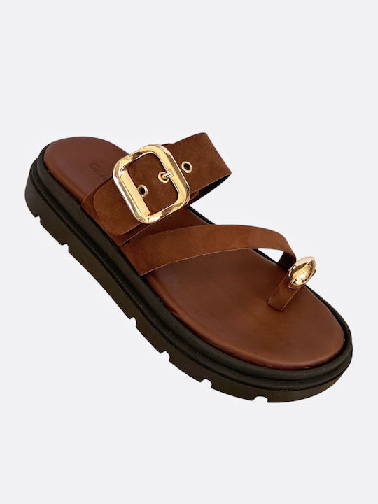 Leather Women's Flat Sandals Flatforms White