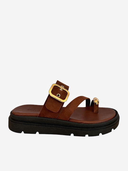 Leather Women's Flat Sandals Flatforms White