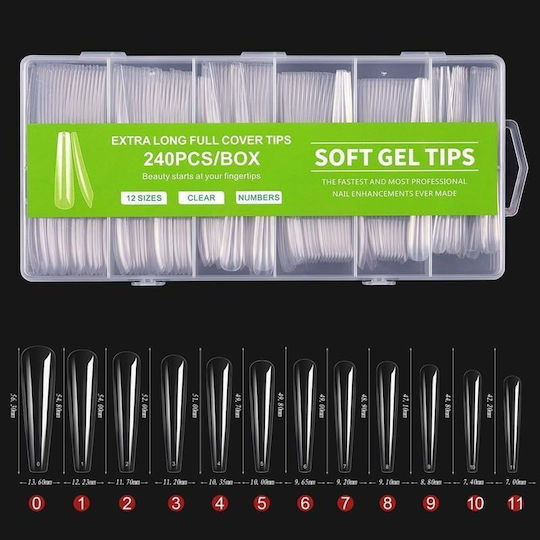 Case Soft False Nail Tips Transparent 240 Pieces 926364-452