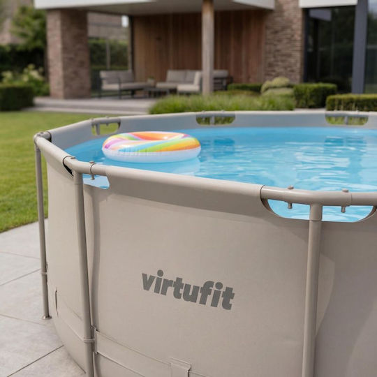 Virtufit Round PVC Swimming Pool with Metallic Frame Beige