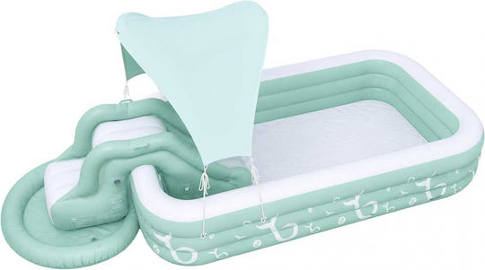 ikonka Piscină Pentru copii PVC Gonflabilă 262x175x60cm Verde