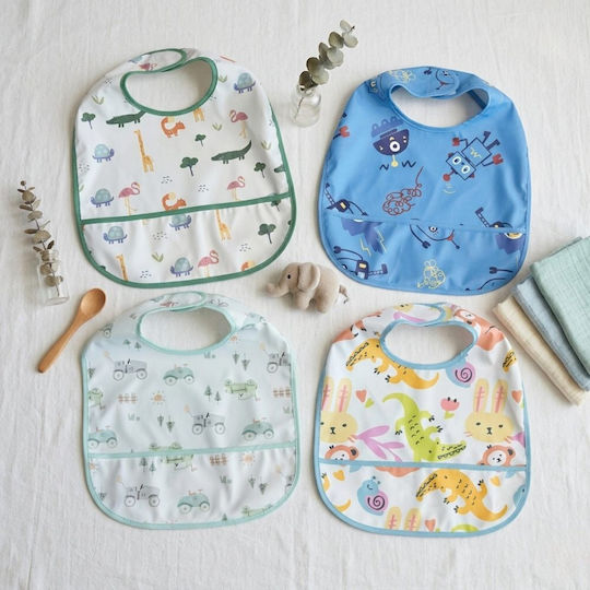 abo Abo Stoff Baby Lätzchen mit Tasche Animals abo Abo Stoff Baby Lätzchen mit Tasche Animals