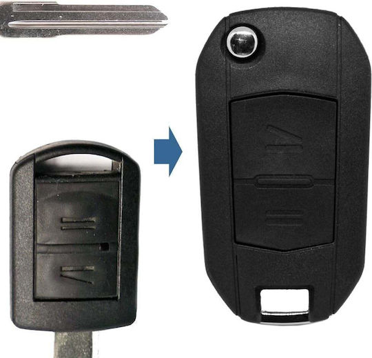 Husă Transformatoare Pentru Chei 2 Butoane Flip Hu46 Compatibil Opel – Corsa C Meriva A Tigra B Combo