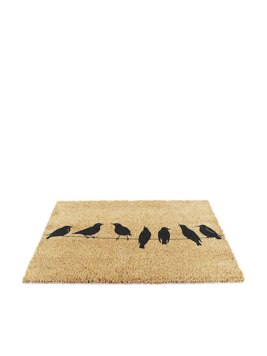 Artsy Mats Doormat Made of Coconut Tree with Non-Slip Backing Birds On Wire 60x40cm