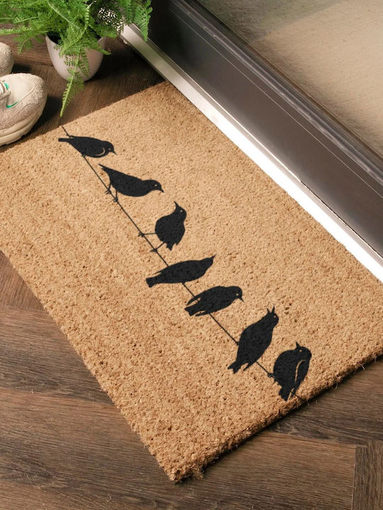 Artsy Mats Doormat Made of Coconut Tree with Non-Slip Backing Birds On Wire 60x40cm