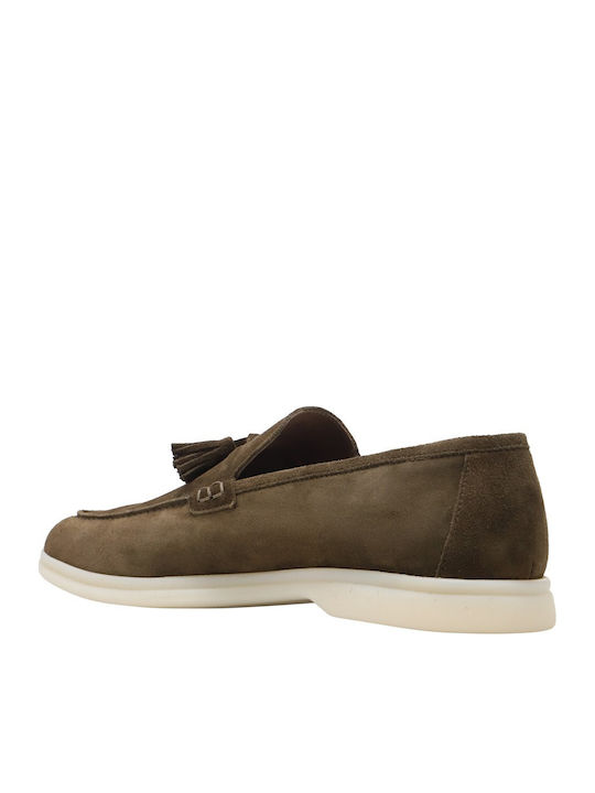 Suede Men's Loafers in Green Colour