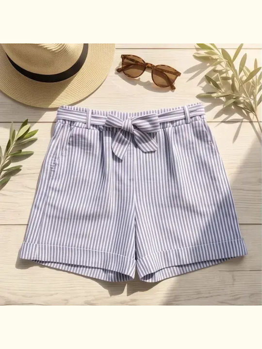 Women's Leather Shorts Blue/White