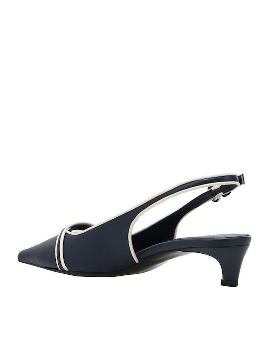 Leder Pumps mit niedrigem Absatz Blau Okeanis