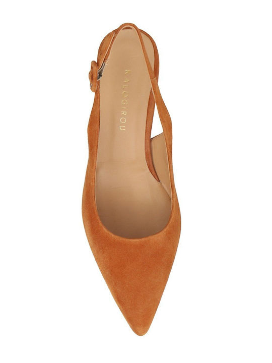 Wildleder Pumps mit Mittelhohem Absatz Tabac