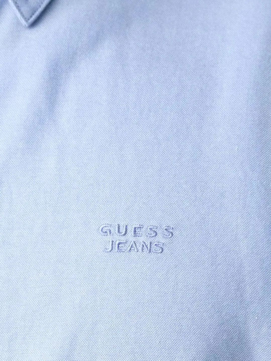 Langärmeliges Denim-Herrenhemd in Normale Passform Hellblau