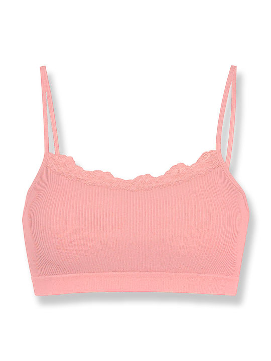 Women's Cotton Blouse with Spaghetti Straps Pink