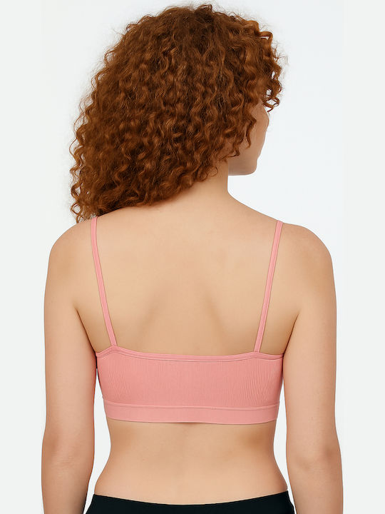 Women's Cotton Blouse with Spaghetti Straps Pink