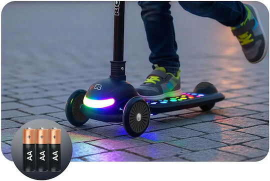 Ricokids Scuter Copii Pliabil 3 Roți Cu Iluminare LED Negru