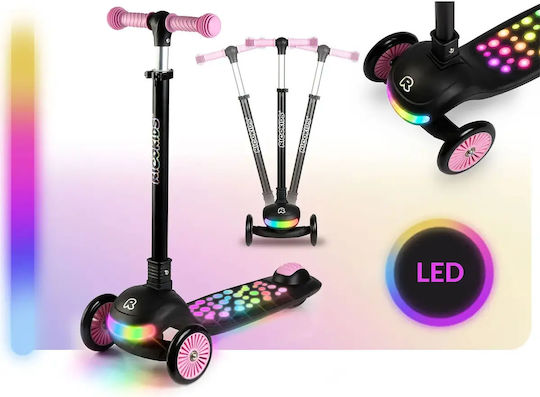 Ricokids Scuter Copii Pliabil 3 Roți Cu Iluminare LED Negru