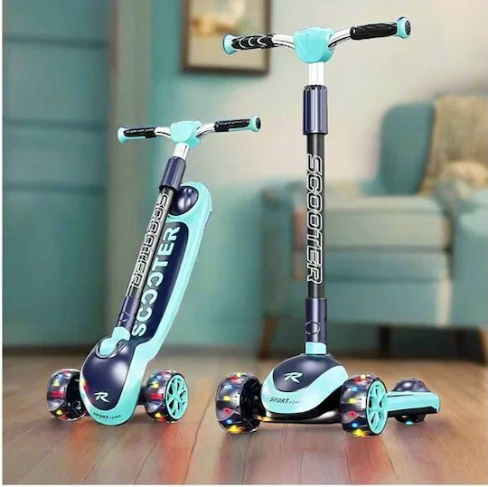Patin pentru copii pliabil cu 3 roți albastru