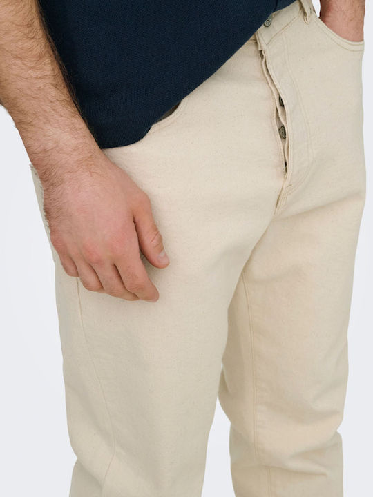 Herren Jeanshosen Ecru