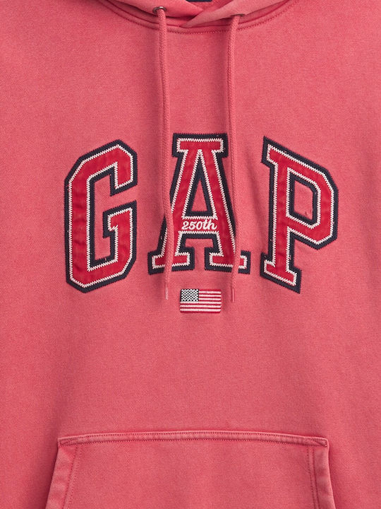 Long Women's Hooded Sweatshirt Faded Red