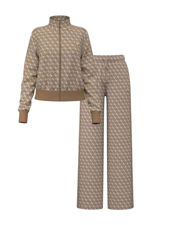 Hohe Taille Damen Jogginghose Breite Braun
